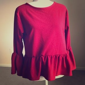Red Boohoo Peplum Top